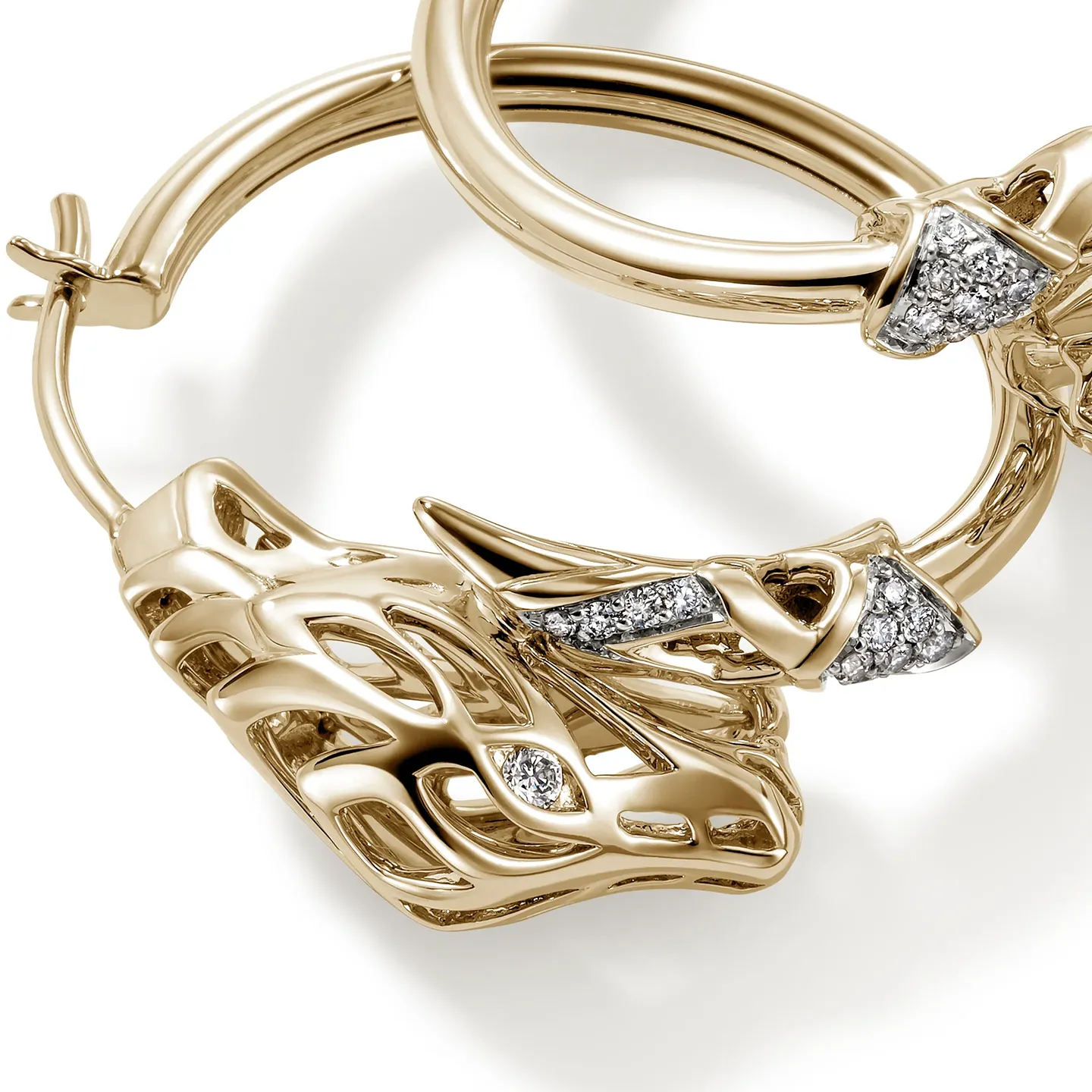 John Hardy Naga Diamond Dragon Hoop Earrings