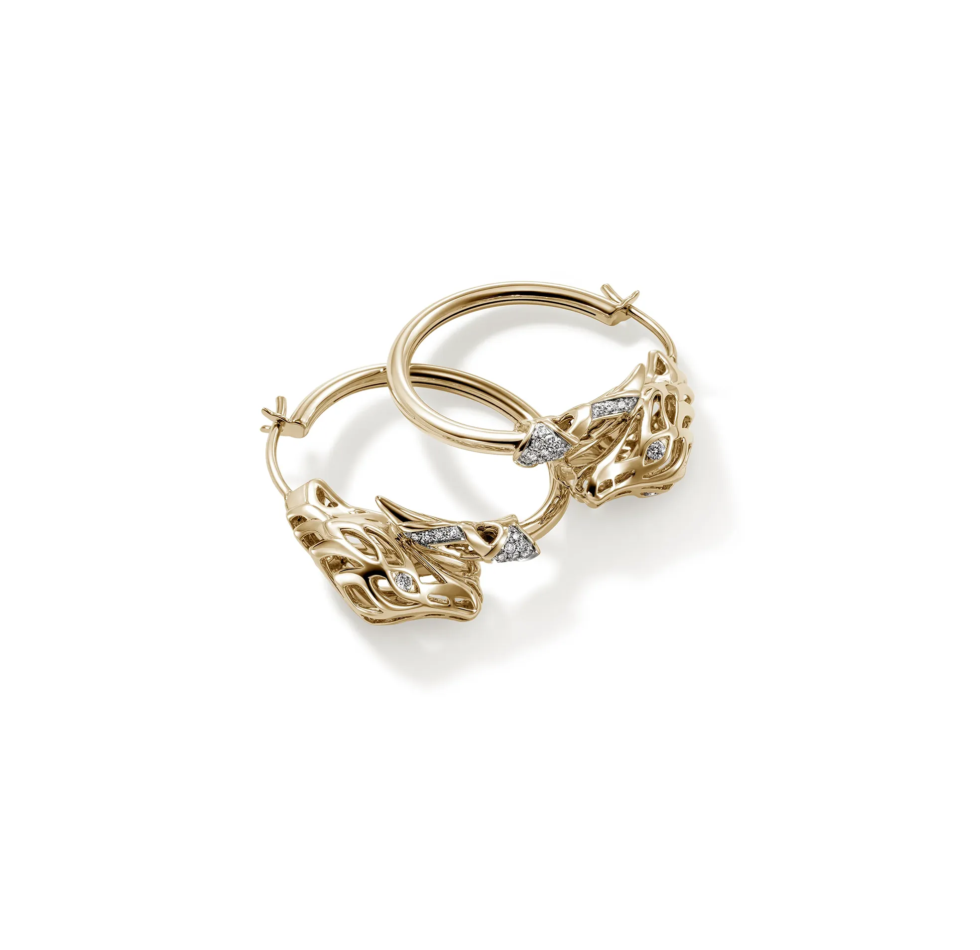 John Hardy Naga Diamond Dragon Hoop Earrings