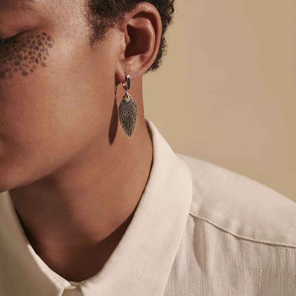 John Hardy Silver Radial Pave Drop Earrings
