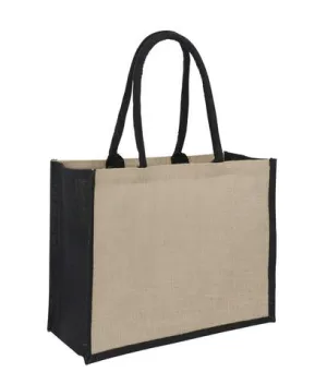 Jute Hessian Bag Laminated Landscape - Black Gusset Plain Bag