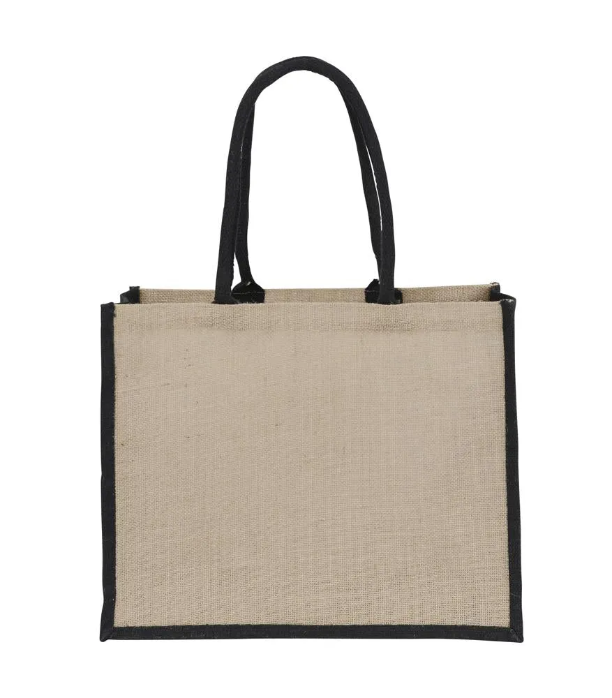Jute Hessian Bag Laminated Landscape - Black Gusset Plain Bag
