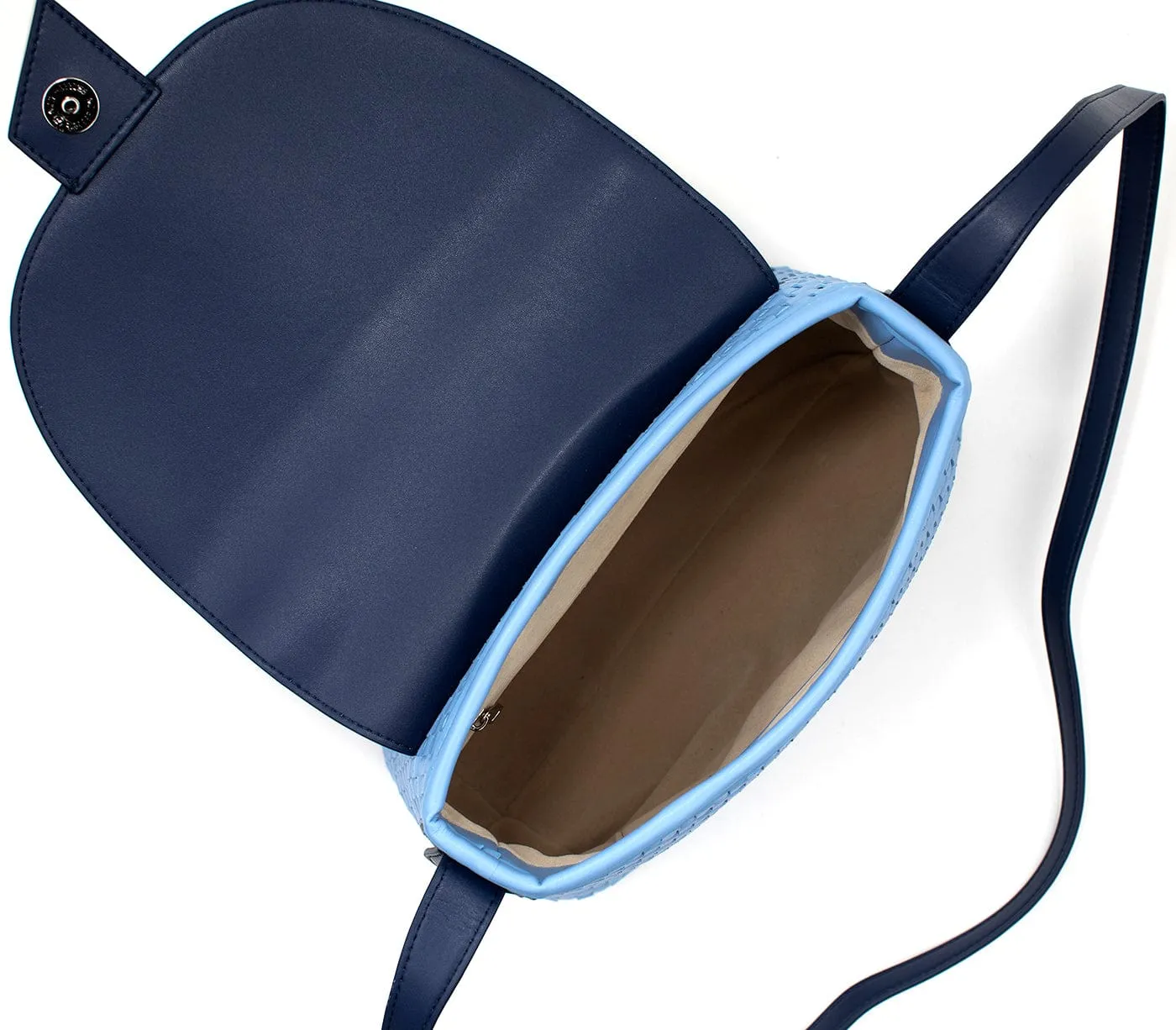 Kate Vegan Leather Basket Weave Crossbody Bag | Blue