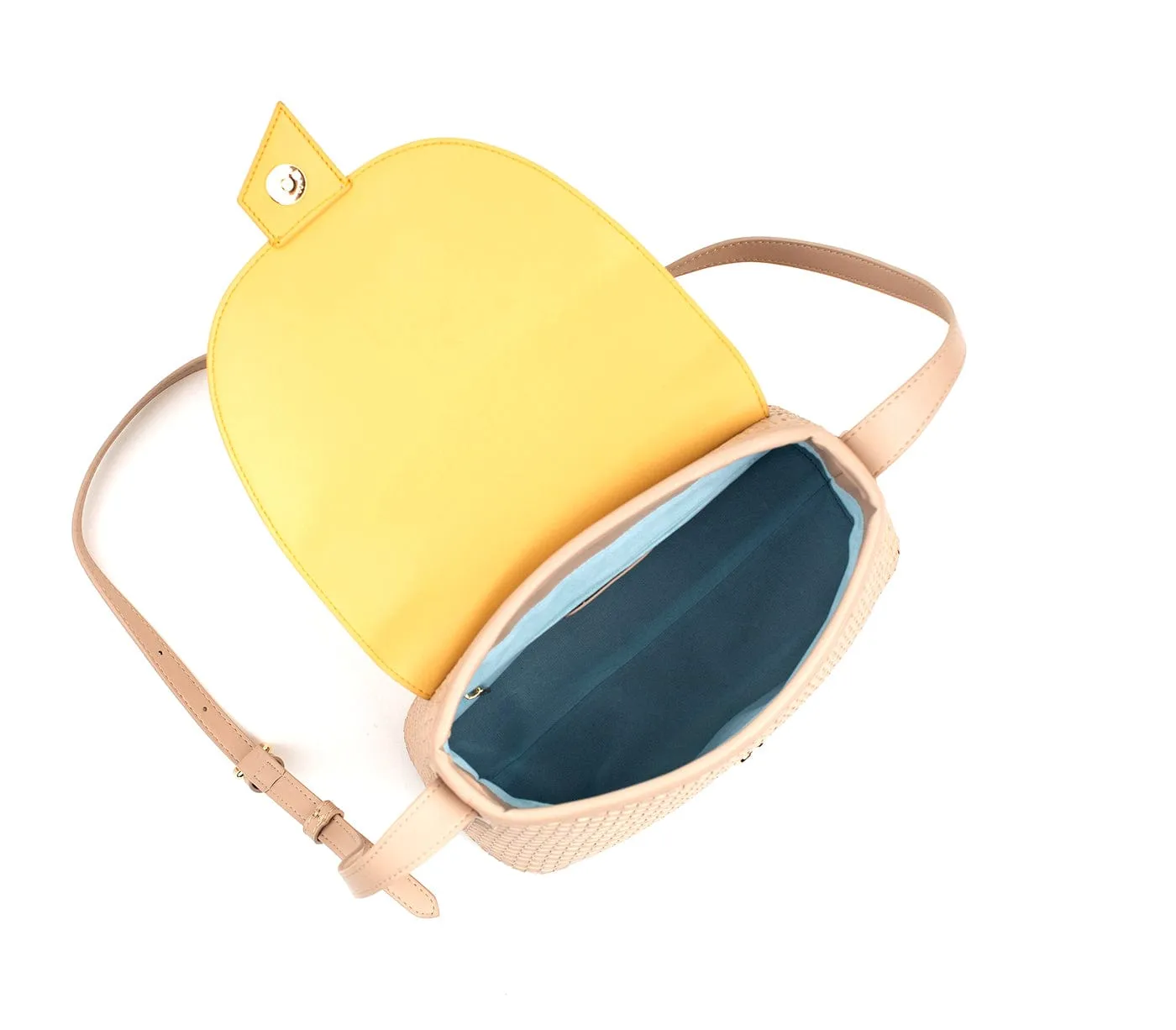 Kate Vegan Leather Basket Weave Crossbody Bag | Nude
