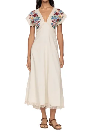 Katharine Embroidery V-Neck Dress