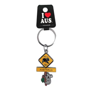 Key Ring Wiggling Koala Road Sign