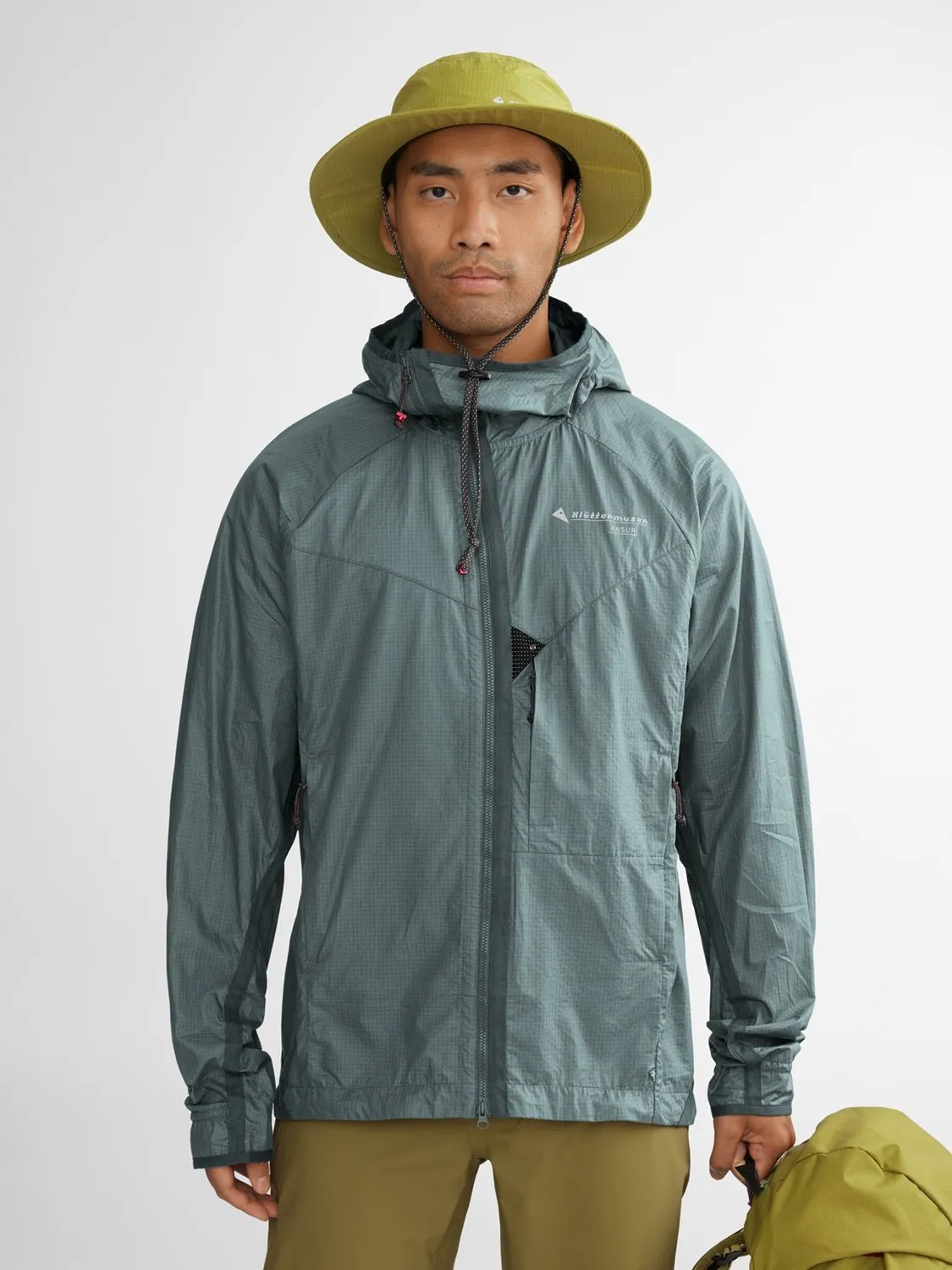 Klättermusen: Men's Ansur Hooded Wind Jacket - Stone Blue