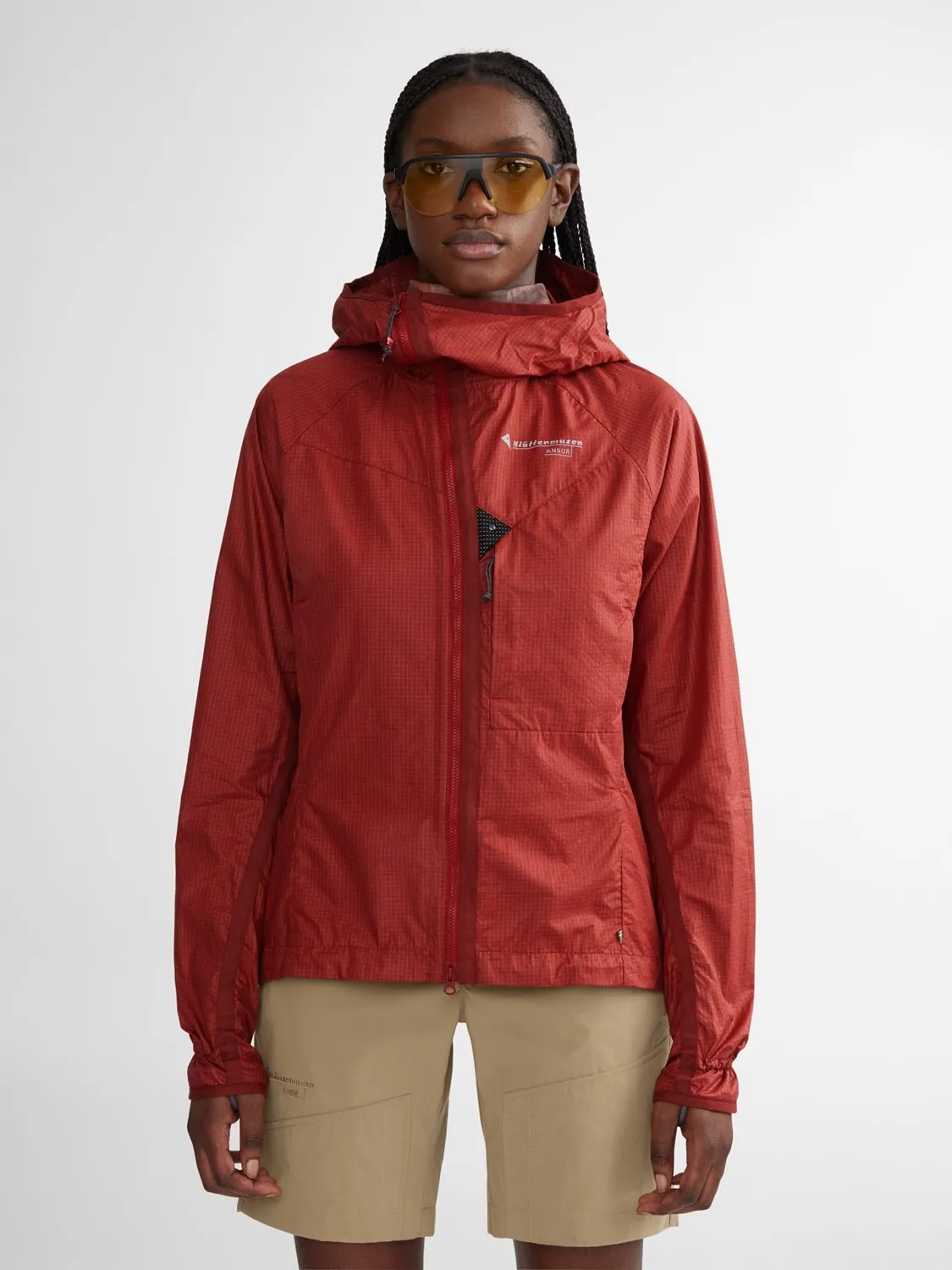Klättermusen: Women's Ansur Hooded Wind Jacket - Rose Red
