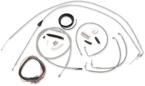LA Choppers LA-8005KT2B-16 Complete Handlebar Cable/Brake & Clutch Line/Wire Kit - Stainless Braided