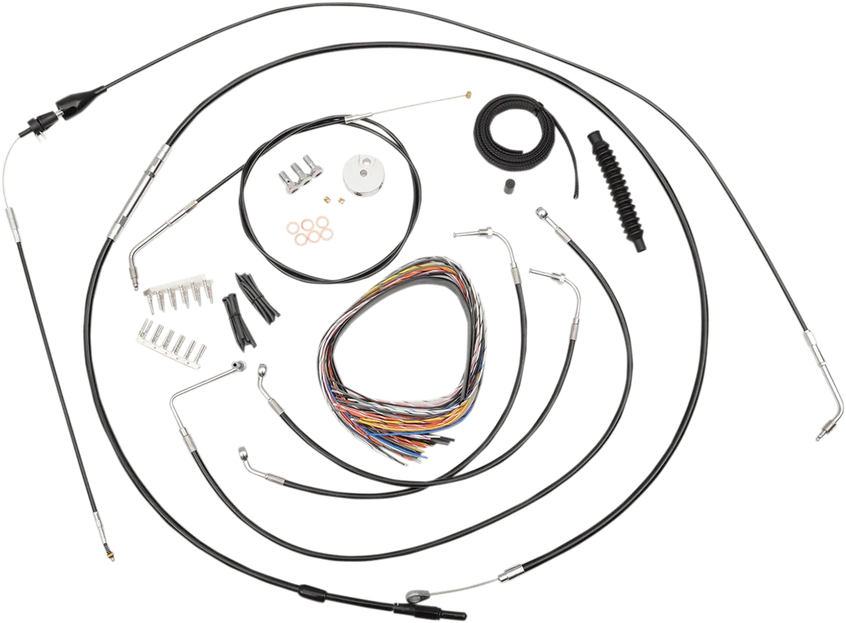 LA Choppers LA-8006KT2A-13B Complete Handlebar Cable and Brake Line Kit - Black Vinyl/Stainless
