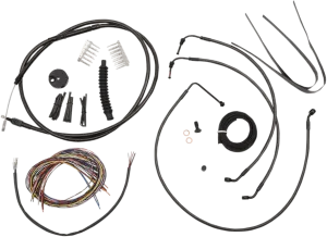 LA Choppers LA-8011KT2B-19M Complete Handlebar Cable/Brake & Clutch Line/Wire Kit - Midnight Black