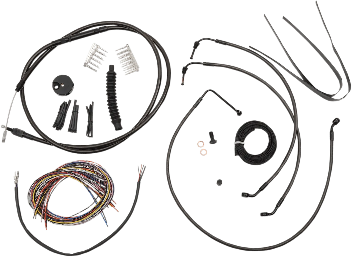 LA Choppers LA-8011KT2B-19M Complete Handlebar Cable/Brake & Clutch Line/Wire Kit - Midnight Black