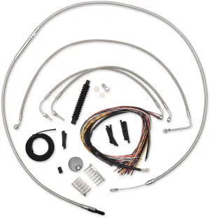 LA Choppers LA-8012KT2B-13 Complete Handlebar Cable/Brake & Clutch Line/Wire Kit - Stainless Braided