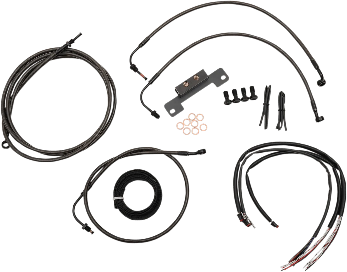 LA Choppers LA-8012KT2B-13M Complete Handlebar Cable/Brake & Clutch Line/Wire Kit - Midnight Black