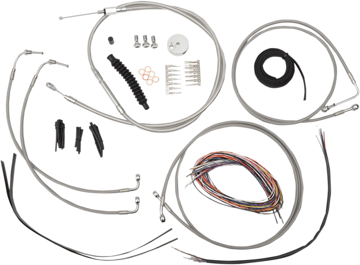 LA Choppers LA-8050KT2-16 Complete Handlebar Cable/Brake & Clutch Line/Wire Kit - Stainless Braided
