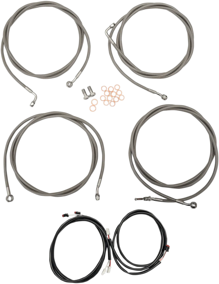 LA Choppers LA-8054KT3-08M Complete Handlebar Cable/Brake & Clutch Line/Wire Kit - Midnight Braided