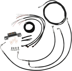 LA Choppers LA-8055KT2-19B Complete Handlebar Cable/Brake & Clutch Line/Wire Kit - Black Vinyl/Stainless Braided