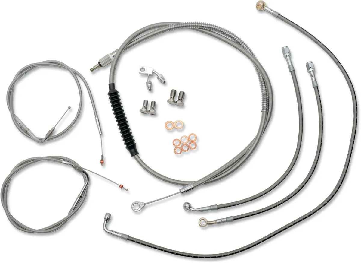 LA Choppers LA-8123KT-19 Standard Handlebar Cable/Brake & Clutch Line/Wire Kit - Stainless Braided