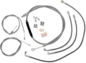 LA Choppers LA-8123KT-19 Standard Handlebar Cable/Brake & Clutch Line/Wire Kit - Stainless Braided