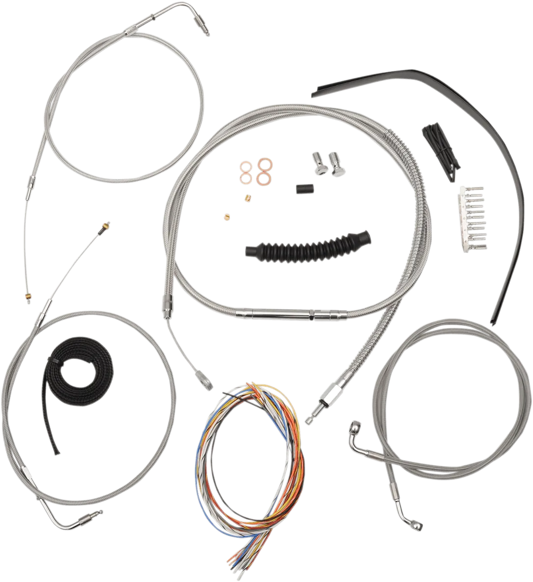 LA Choppers LA-8220KT2-16 Complete Handlebar Cable/Brake & Clutch Line/Wire Kit - Stainless Braided