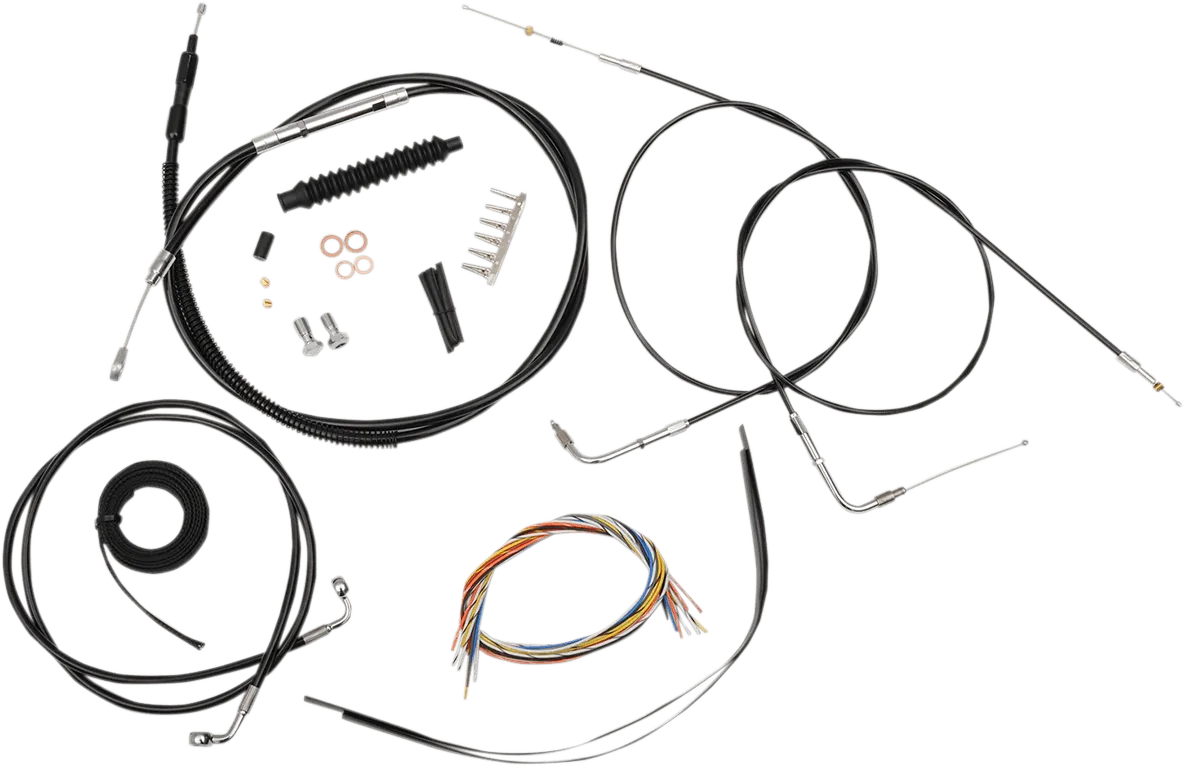 LA Choppers LA-8300KT2-08B Complete Handlebar Cable and Brake Line Kit - Black Vinyl/Stainless