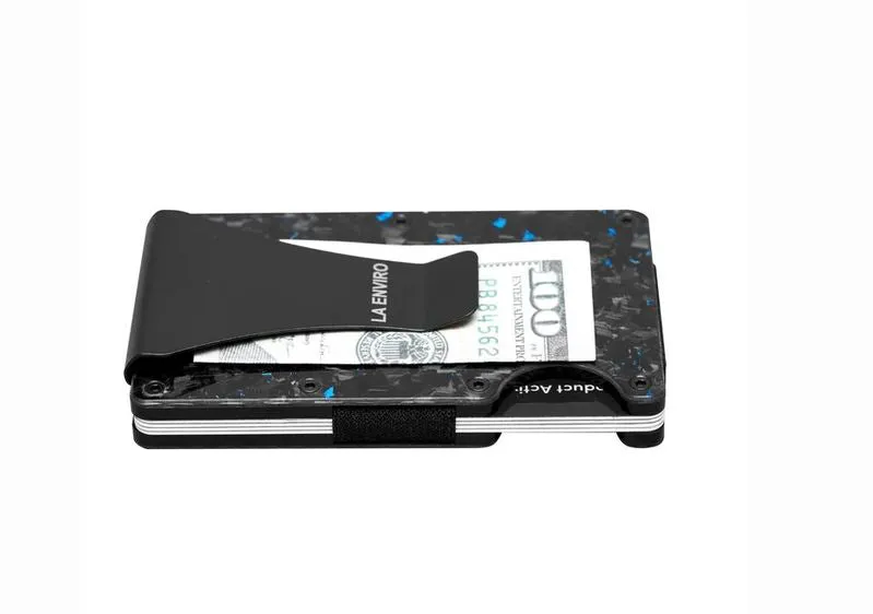 La Enviro Forged Carbon Fiber Minamalist Carbon Wallet Gloss Blue
