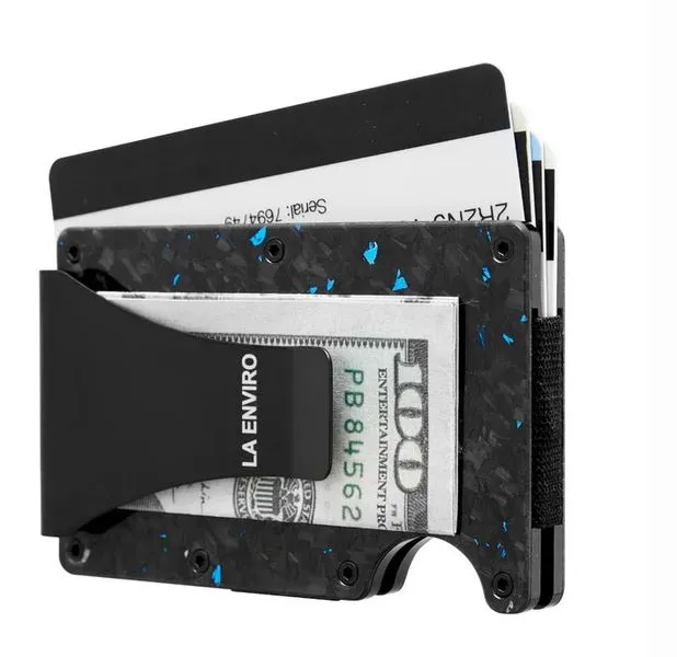 La Enviro Forged Carbon Fiber Minamalist Carbon Wallet Gloss Blue