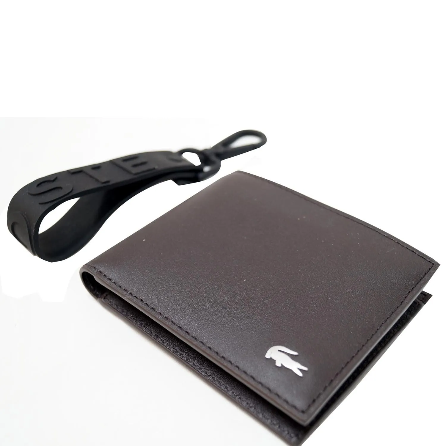 Lacoste Men's Fitzgerald Leather Wallet Key Chain Set