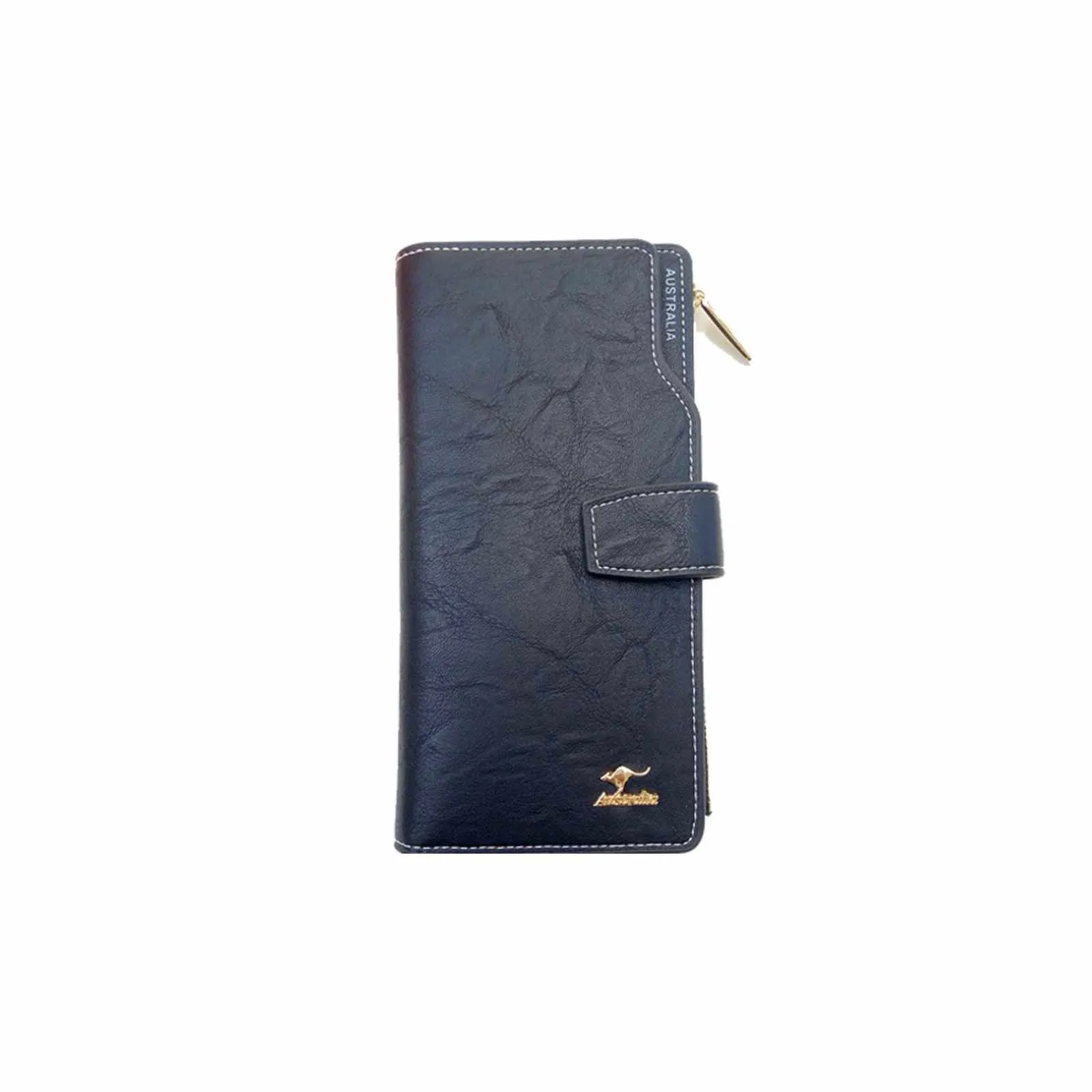 Ladies Wallet Zip and Clip Kangaroo Badge Black