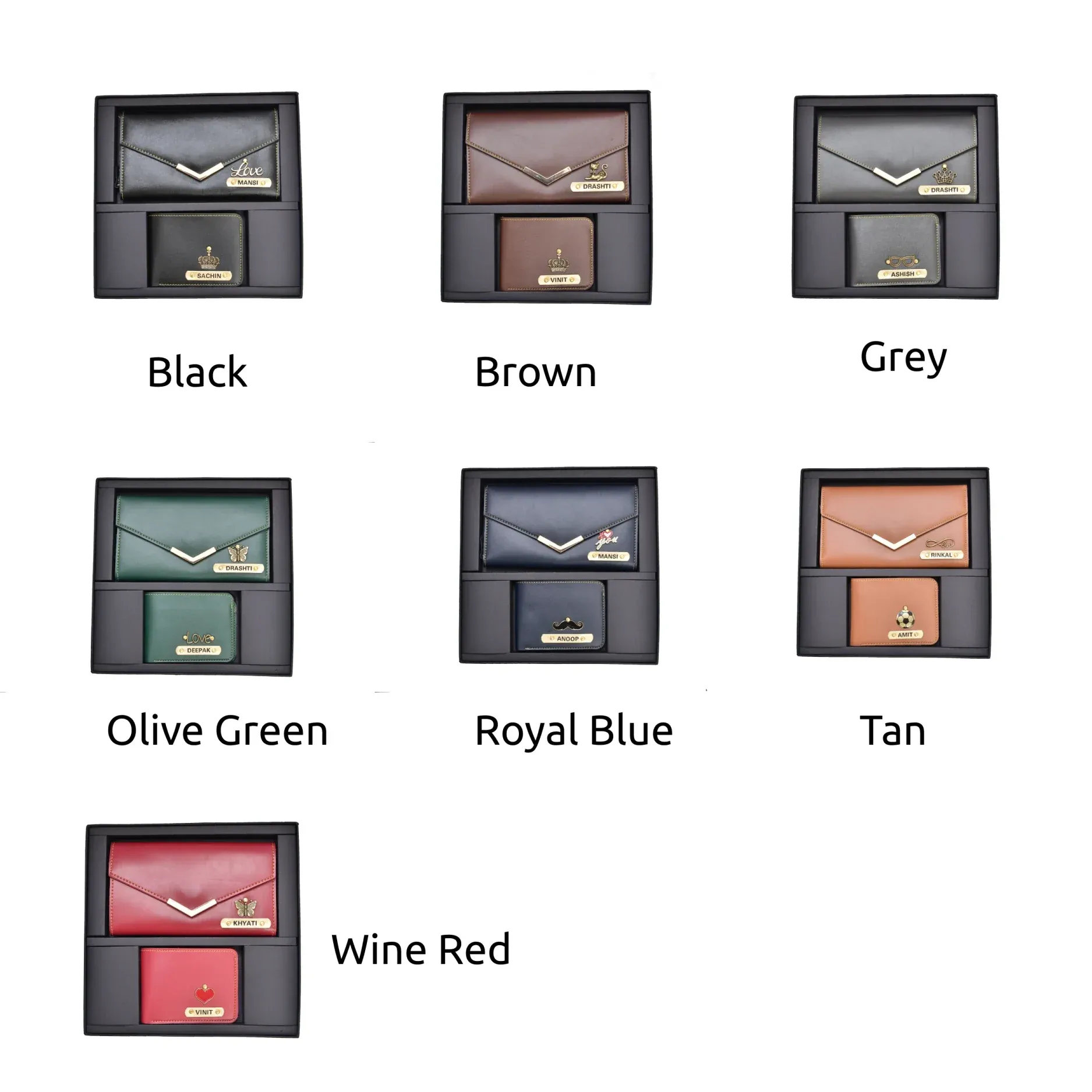 Lady Wallet & Men's Wallet & Personalised Couple Rainbow Classic WaterBottle - Black