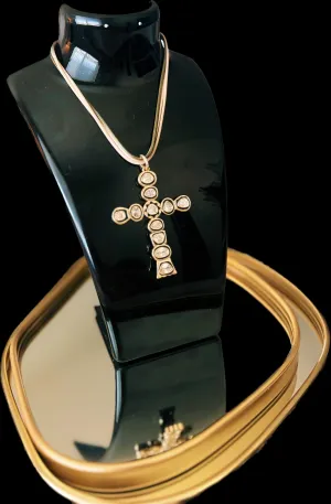 Large CZ Cross Necklace