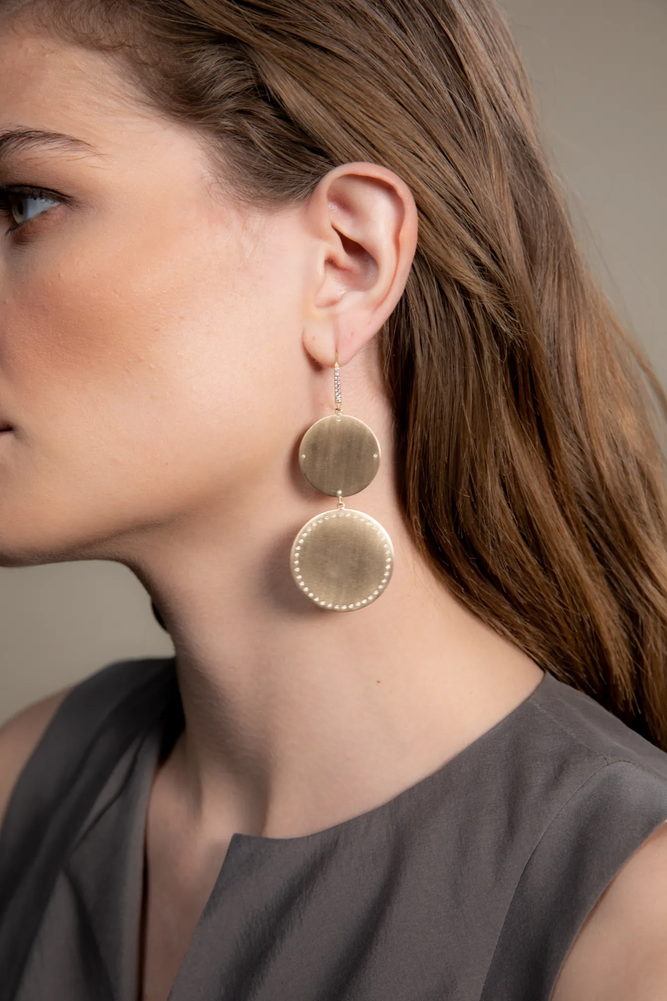 LARGE DOUBLE SPHERE AND DIAMOND EARRINGS