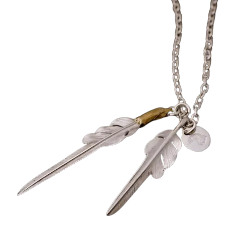 Larry Smith Double Feather Set Necklace