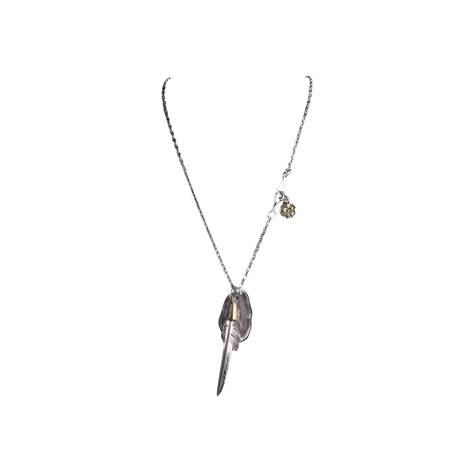Larry Smith Eagle Head Feather & Rose Necklace