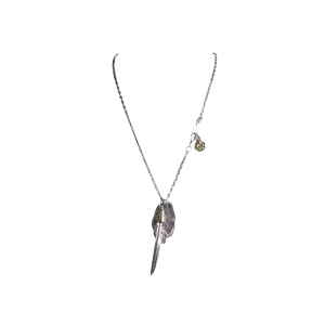 Larry Smith Eagle Head Feather & Rose Necklace