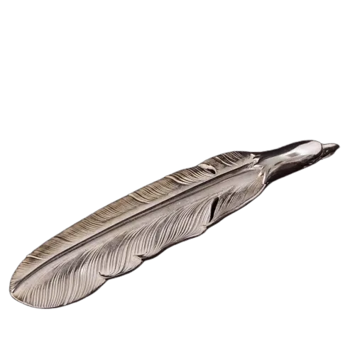 Larry Smith Silver Eagle Head Feather Pendant