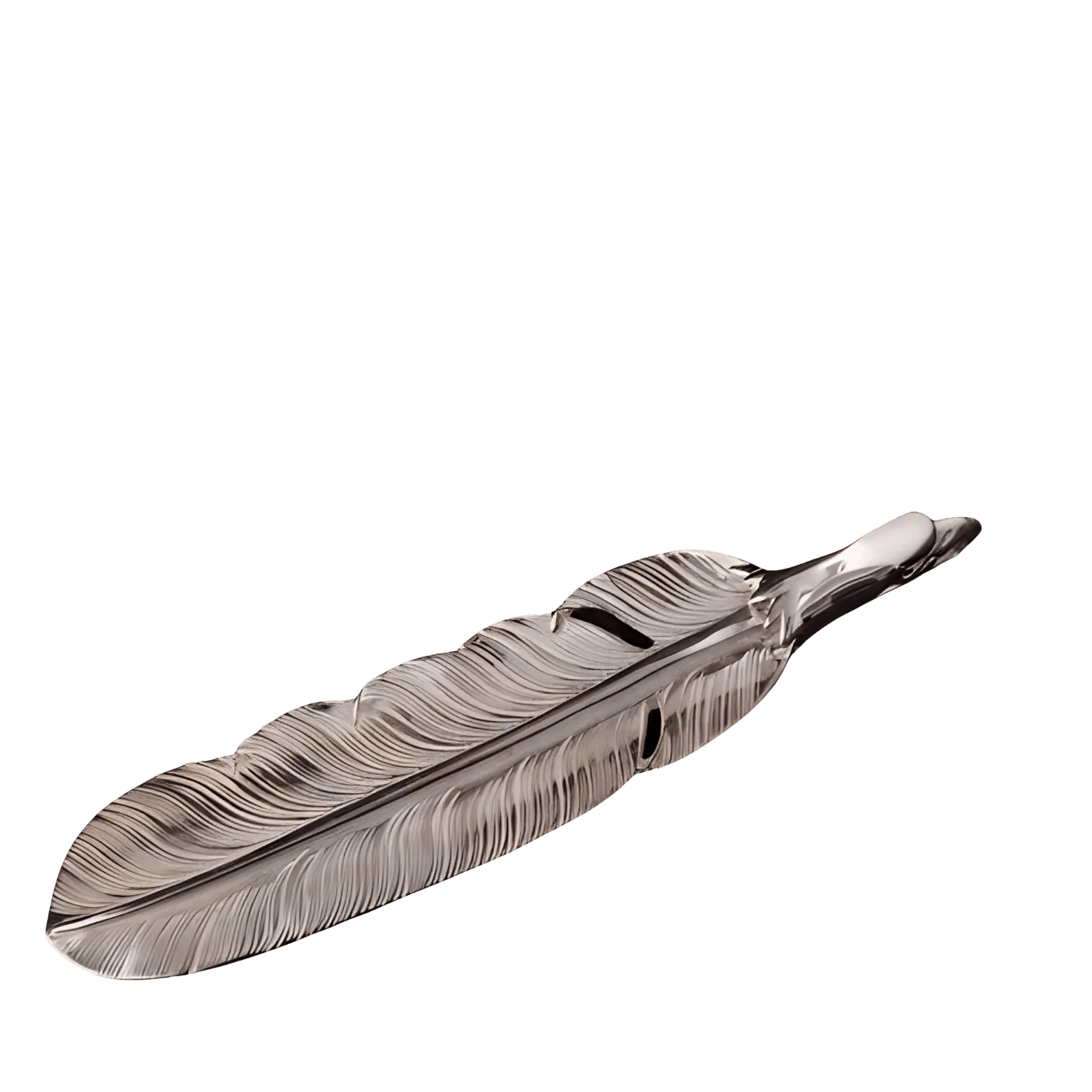 Larry Smith Silver Eagle Head Feather Pendant