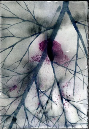 Last Night   - Original Watercolor/Guache Painting = Abstract Landscape