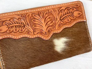 Leaf Tooled Cowhide Wallet