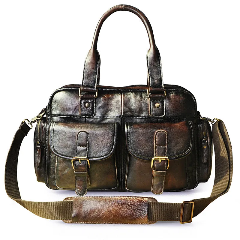 Leather Fashion Business Briefcase Messenger Bag Men