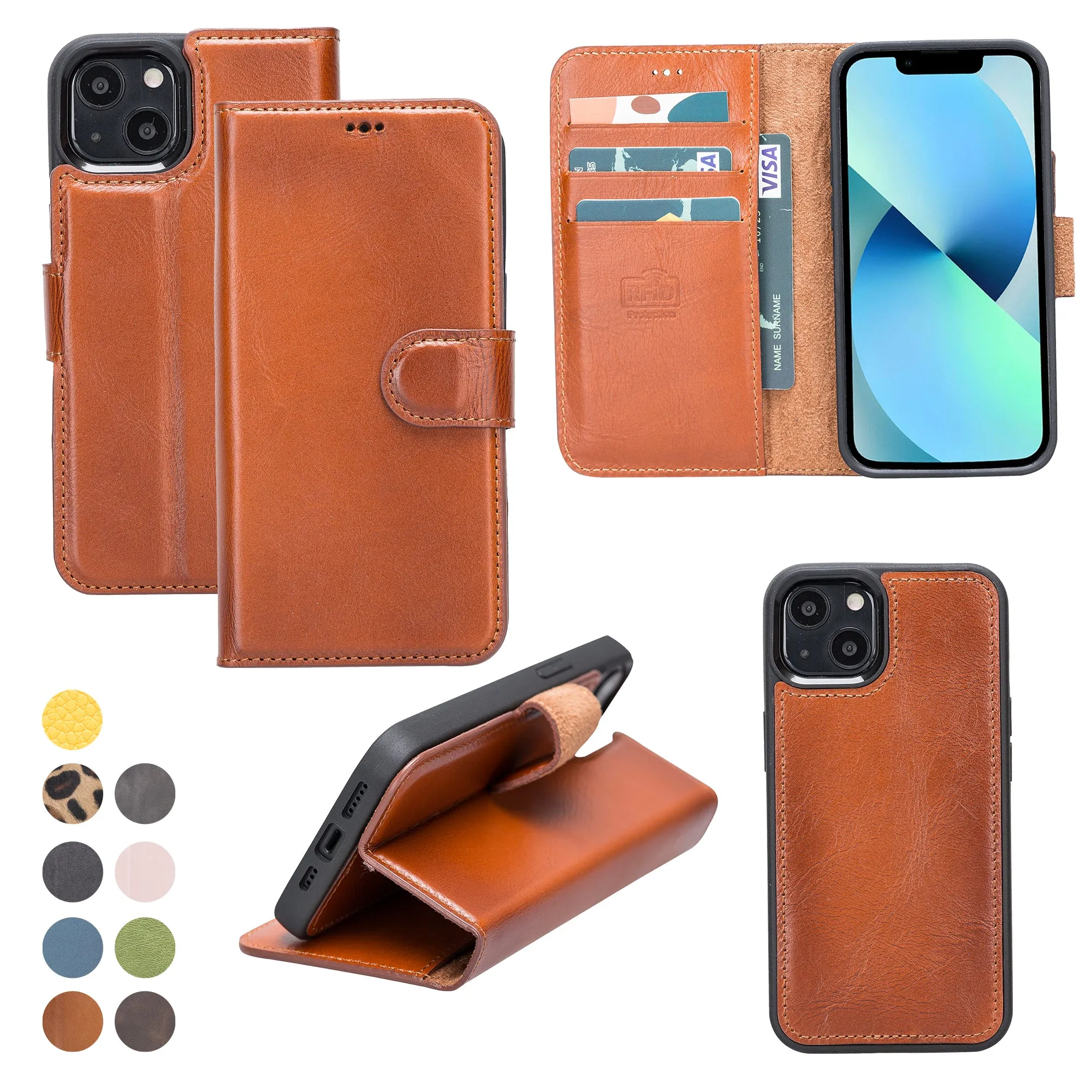 Leather Wallet Case for iPhone 13 Mini
