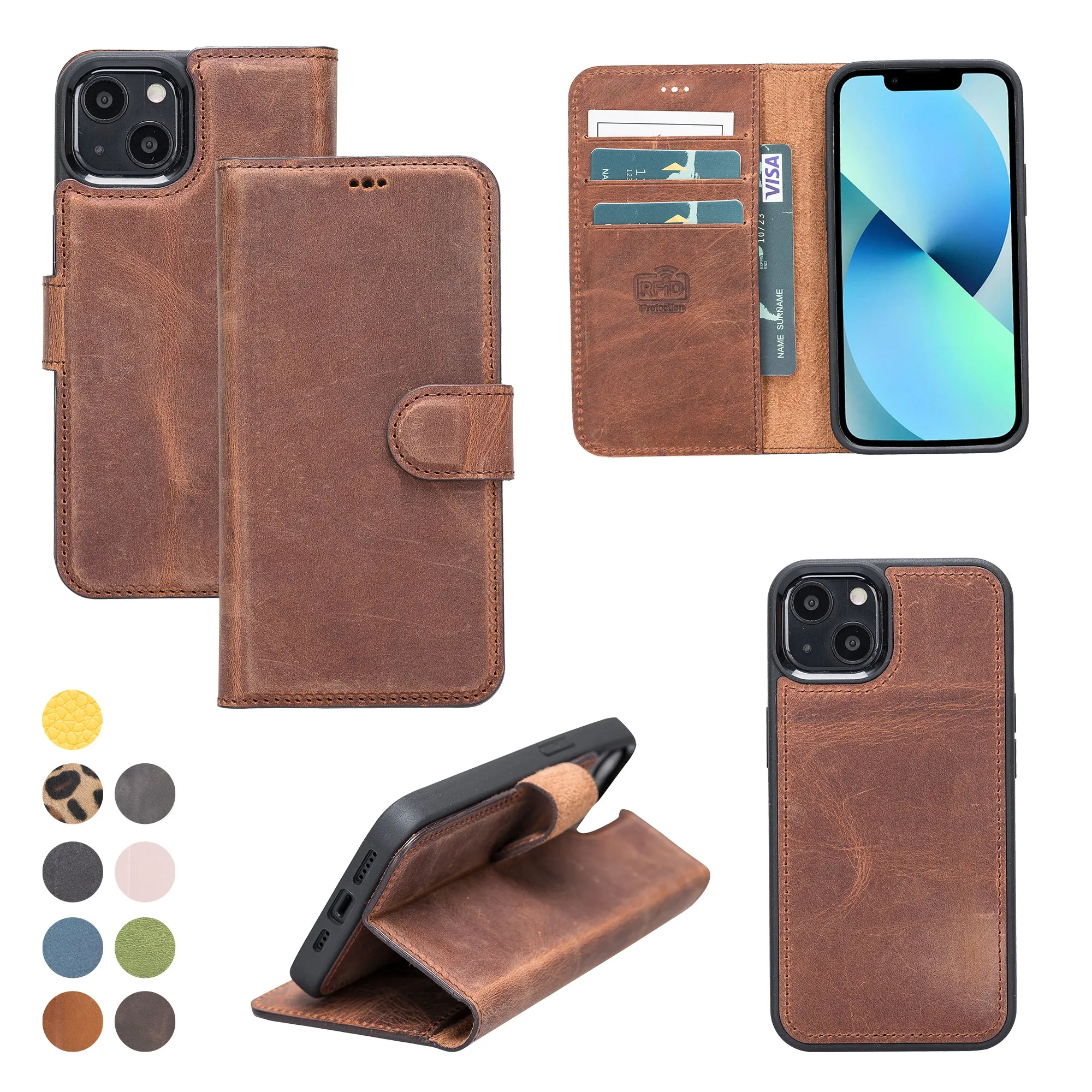 Leather Wallet Case for iPhone 13 Mini