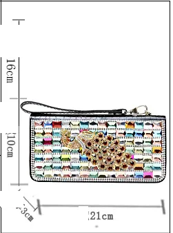 Leather Wallet with Diamonds Leather Fashion Ladies Clutch Bag Purse Mobile Phone Bag