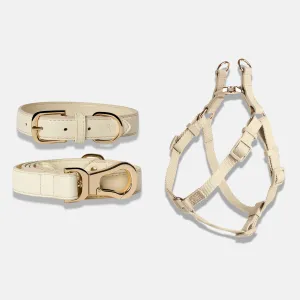 Light Ivory Dog Collar, Harness & Lead Set