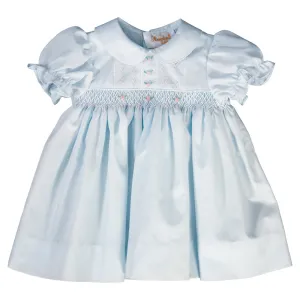 Lillian Light Blue English Smocked Baby Dress