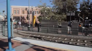 Los Angeles Metro Rail Passes Quickly L to R