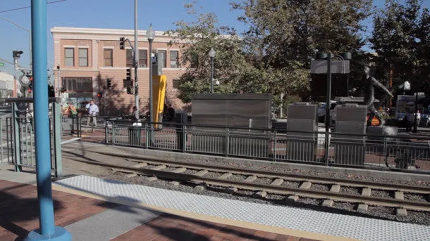 Los Angeles Metro Rail Passes Quickly L to R