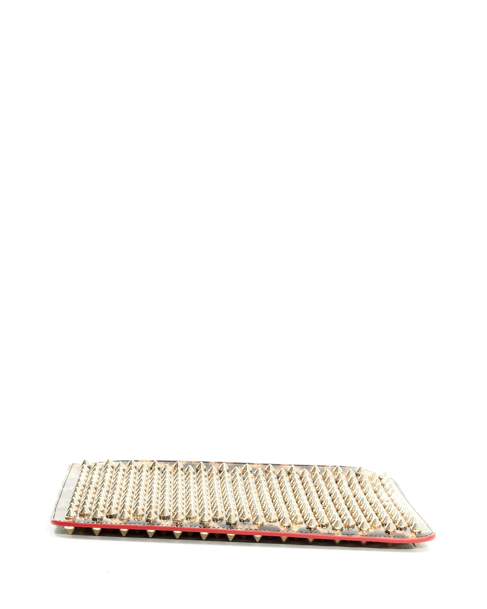 Louboutin Patent Leopard Studded Clutch Bag