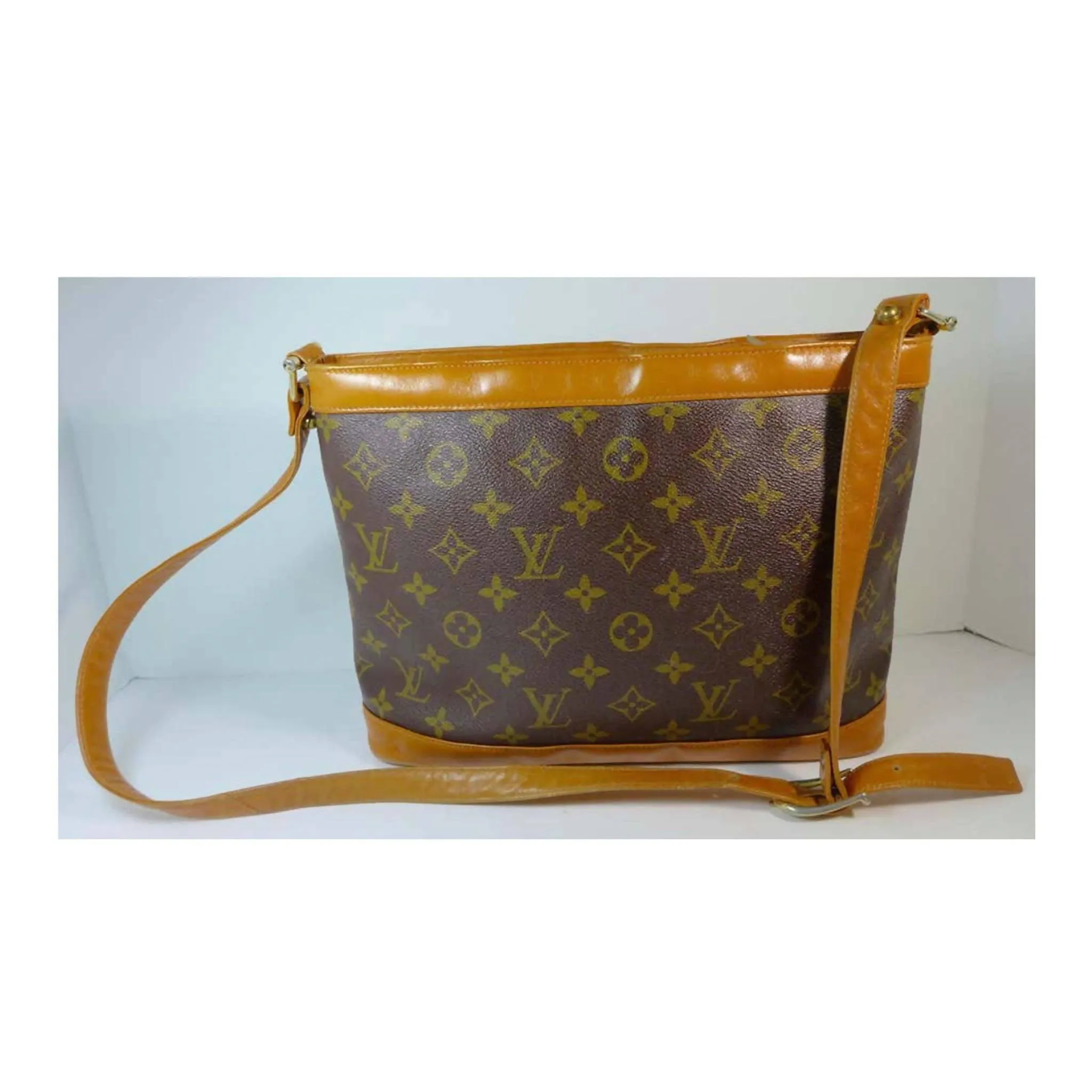 LOUIS VUITTON Brown Leather Monogram Crossbody Bag