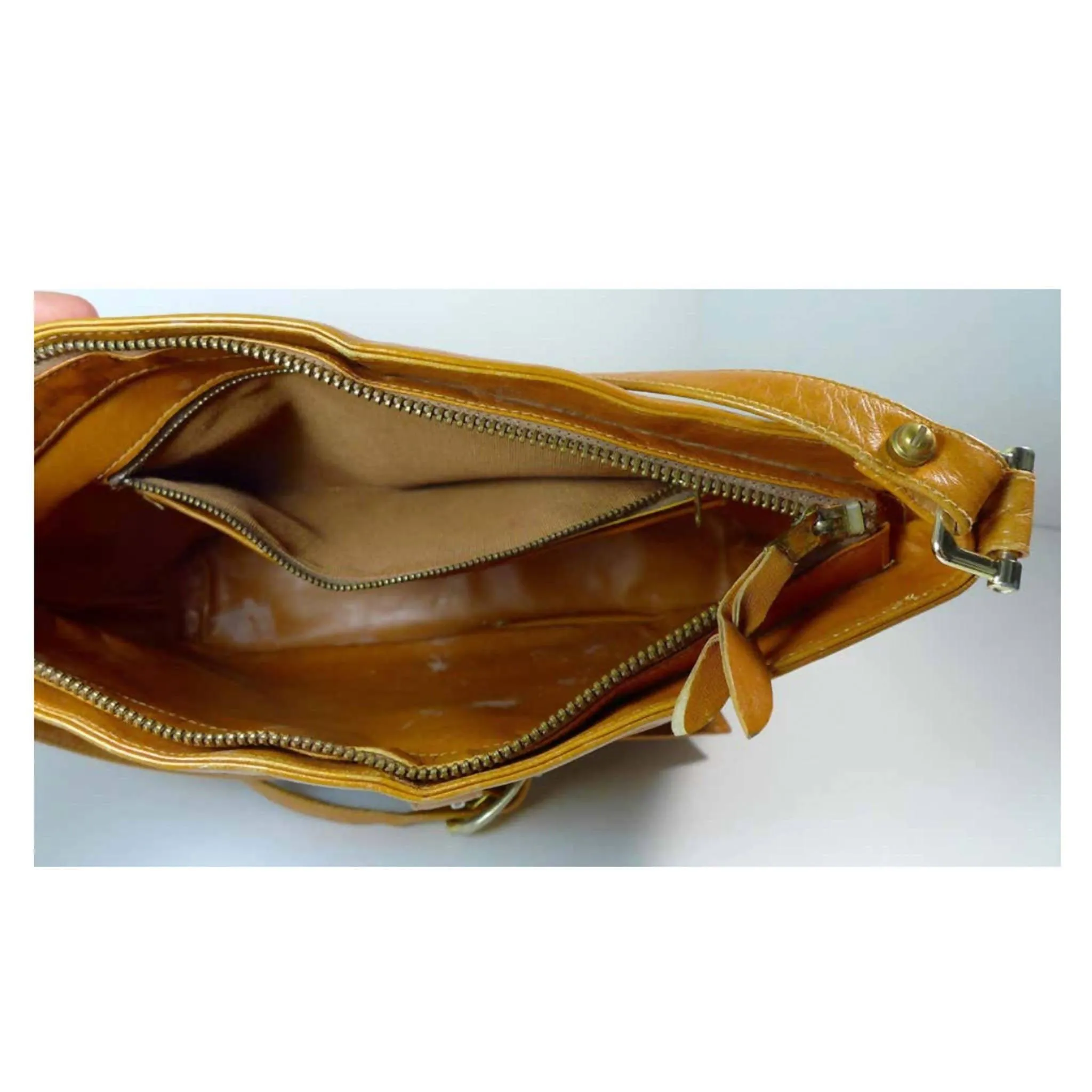LOUIS VUITTON Brown Leather Monogram Crossbody Bag