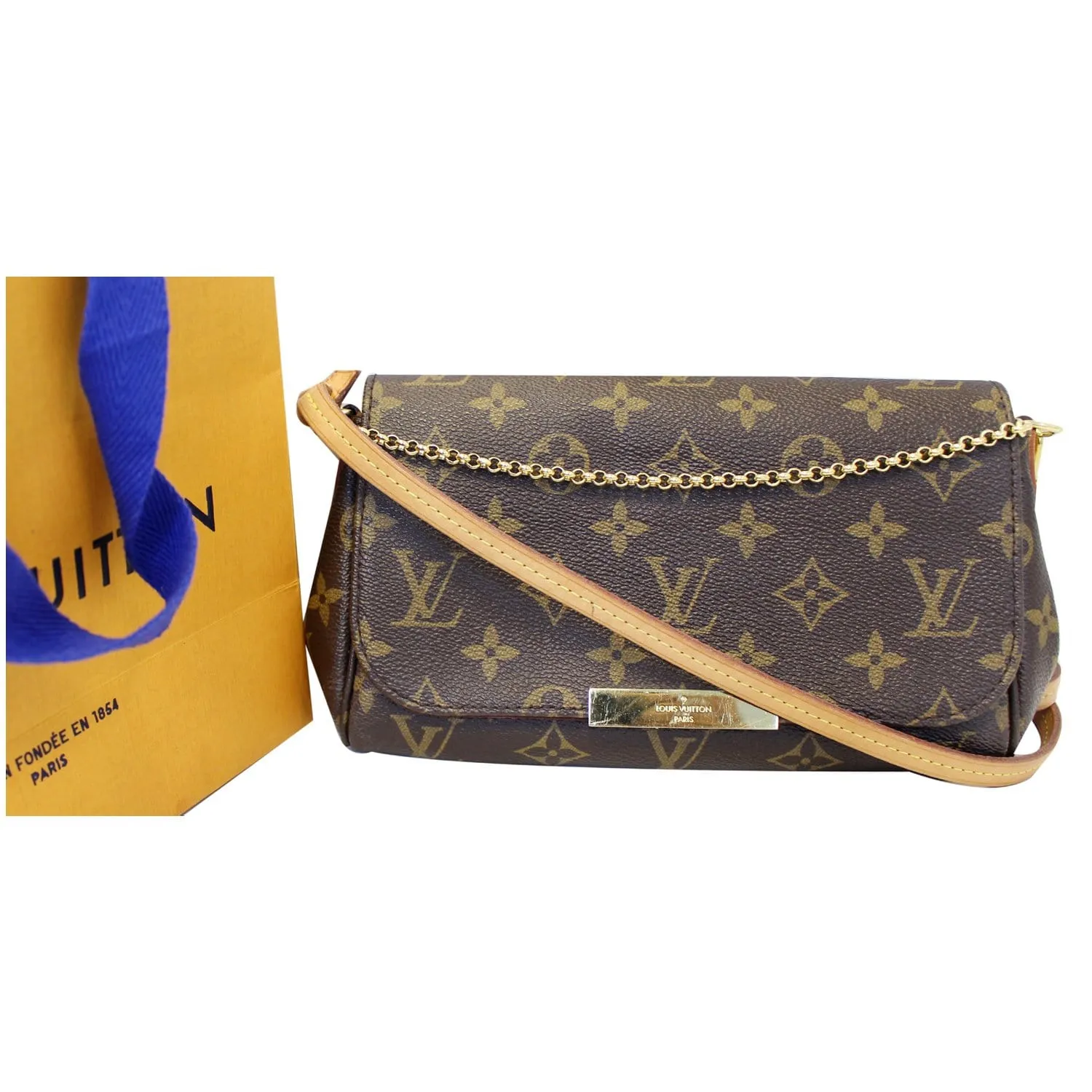 LOUIS VUITTON Favorite PM Monogram Canvas Crossbody Bag Brown